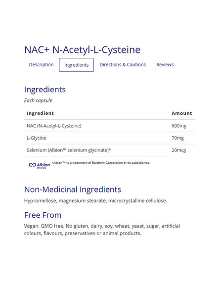 CanPrev NAC+ N-Acetyl-L-Cysteine 120Vcap Ingredients | Optimize Nutrition CanPrev NAC+ N-Acetyl-L-Cysteine 120Vcap Ingredients | Optimize Nutrition
