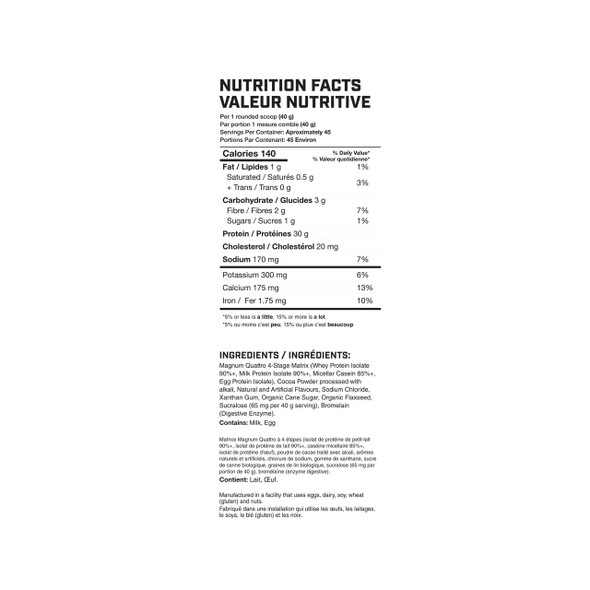 Magnum Quattro 4lb Protein ingredients | Optimize Nutrition