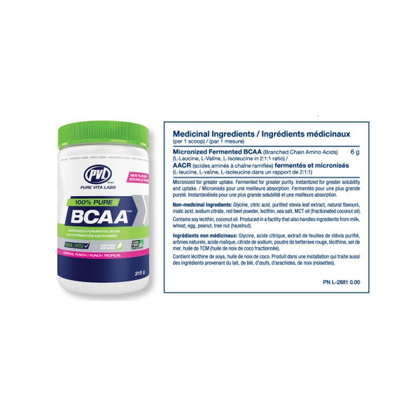 PVL Pure Vita Labs BCAA Fruit Punch Ingredients | Optimize Nutrition
