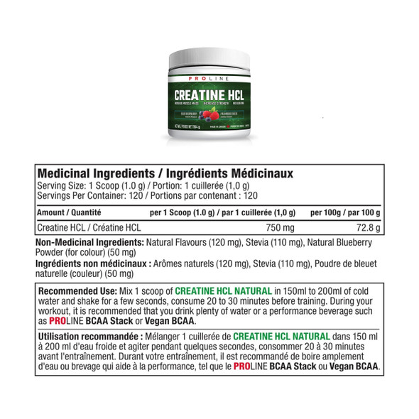 Pro Line Creatine HCL Blue Raspberry Ingredients | Optimize Nutrition