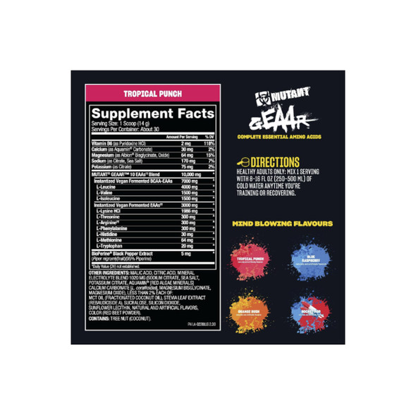 Mutant GEAAR Essential Amino Acids 378g Ingredients | Optimize Nutrition
