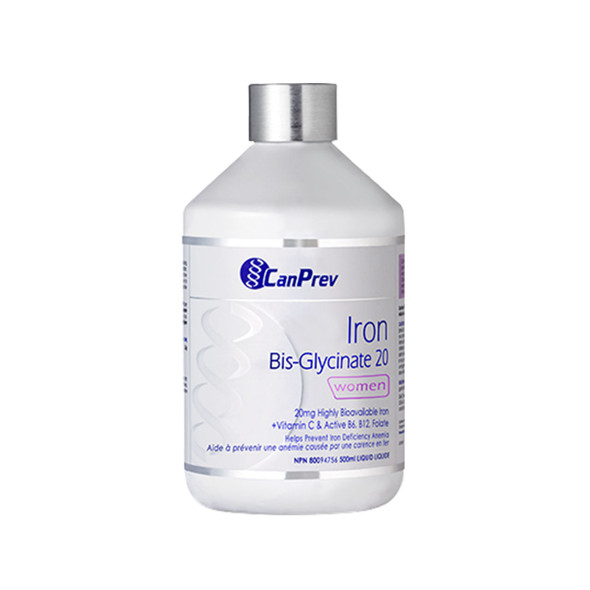 CanPrev Iron Bis Glycinate 20 Label | Optimizenutrition.ca