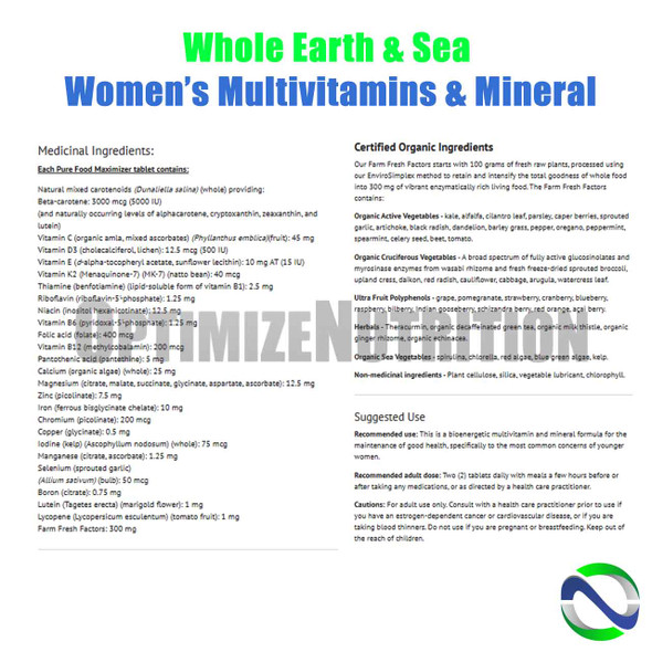 Whole Earth & Sea Womens Multivitamin & Mineral | Optimizenutrition.ca