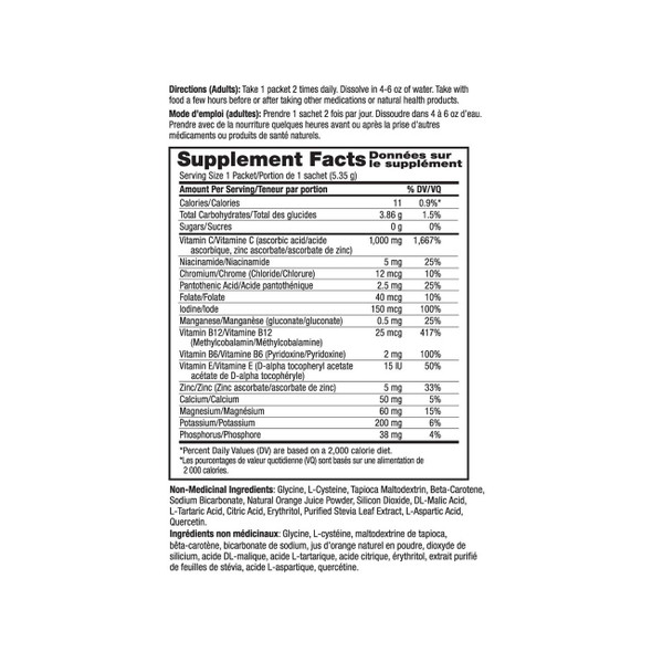Ener-C Sugar free 30 pack nutritional facts | optimizenutrition.ca