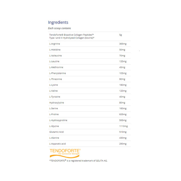 CanPrev Collagen Tendo Recover Powder 250g Ingredients | Optimize Nutrition