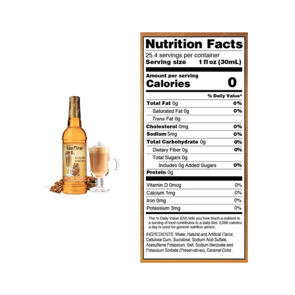 Jordans Skinny Mixes Sugar Free Syrup Butter Toffee | Optimize Nutrition