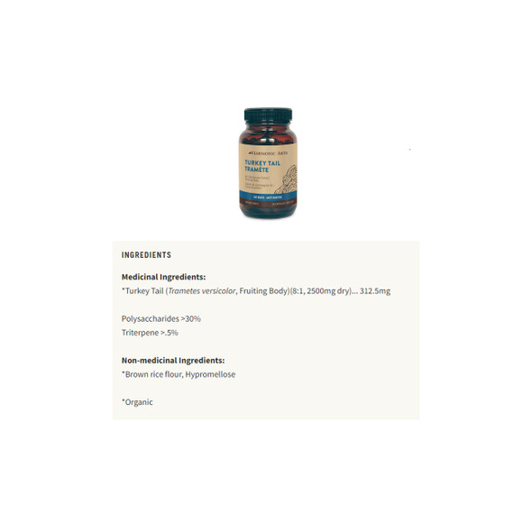 Harmonic Arts Turkey Tail Extract Ingredients | Optimize Nutrition