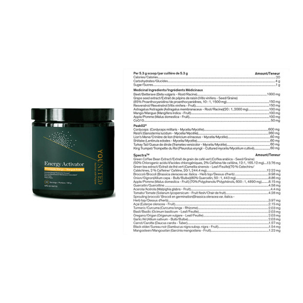 Younited Energy Activator Natural Pre-Workout Ingredients