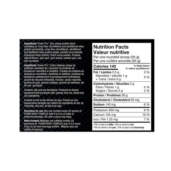 BioX Power Whey Complex Protein Nutritional Facts | Optimize Nutrition