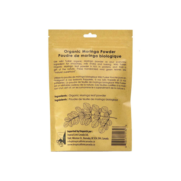 Wild Tusker Organic Moringa Powder nutritional facts | Optimize Nutrition