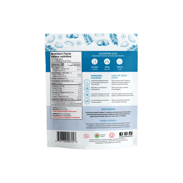Organic Traditions Shredded Coconut 227g Nutritional Facts | Optimize Nutrition Organic Traditions Shredded Coconut 227g Nutritional Facts | Optimize Nutrition