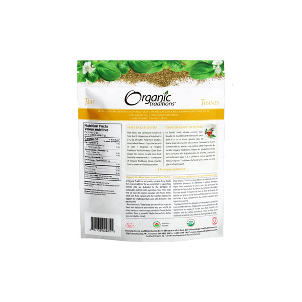 Organic Traditions Holy Basil Tulsi Tea 150g Nutritional Facts | Optimize Nutrition Organic Traditions Holy Basil Tulsi Tea 150g Nutritional Facts | Optimize Nutrition