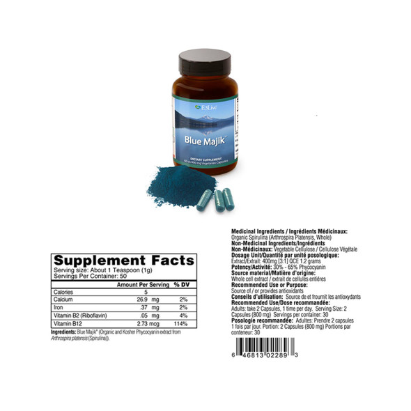 E3Live Blue Majik Fine Powder 50g Ingredients | Optimize Nutrition