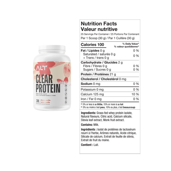 ALT Clear Protein Grass-Fed Whey Isolate Cherry Vanilla Label | Optimize Nutrition