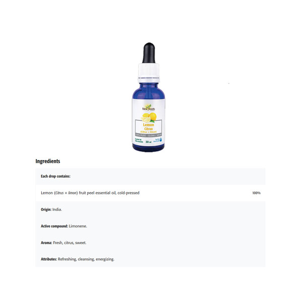 New Roots 100% Pure Lemon Ingredients | Optimize Nutrition