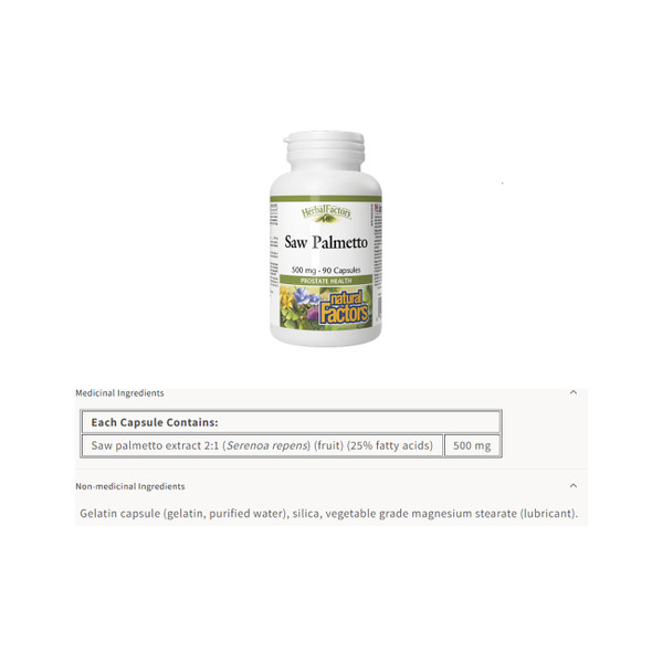 Natural Factors Saw Palmetto Nutritional Facts | Optimize Nutrition Natural Factors Saw Palmetto Nutritional Facts | Optimize Nutrition