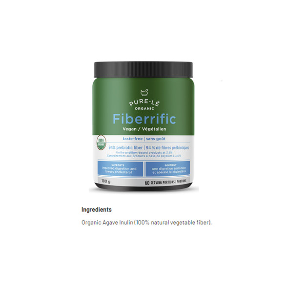 Pure-Le Organic Fiberific 180g Ingredients | Optimize Nutrition