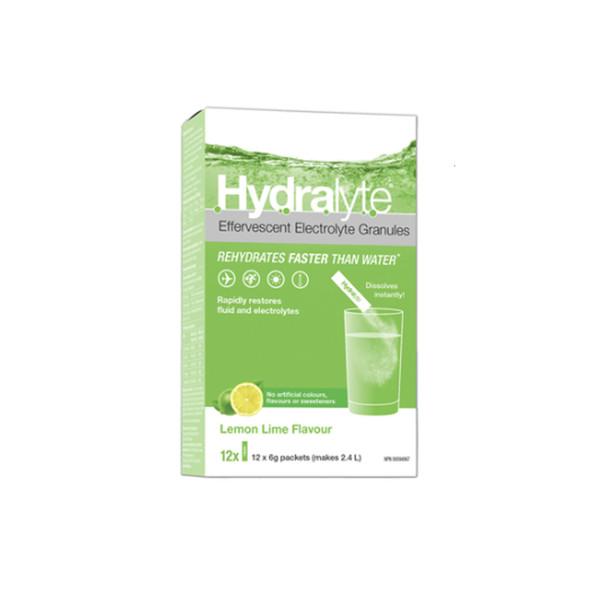 Hydralyte Effervescent Electrolyte Granules 12x6g Lemon Lime | Optimize Nutrition