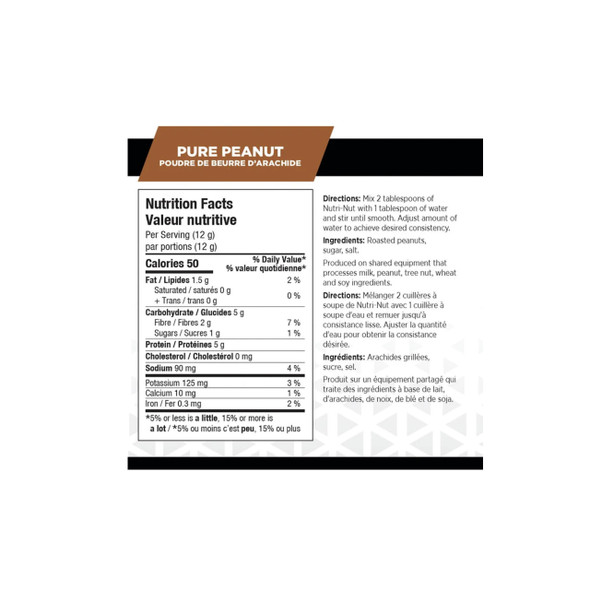 BioX Nutri-Nut Powdered Peanut Butter 456g Nutrition Facts | Optimize Nutrition