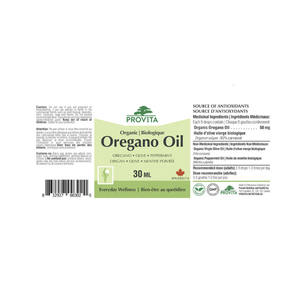 Provita Organic Oregano Oil 30ml Ingredients | Optimize Nutrition