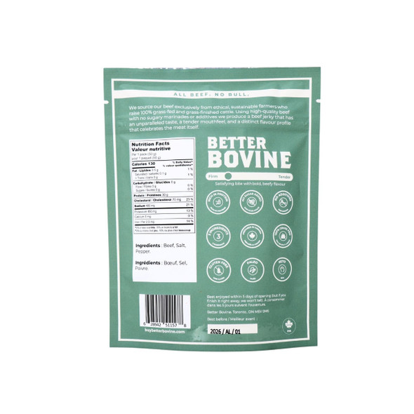 Better Bovine Grass-Fed Extra Lean Beef Jerky 50g Ingredients | Optimize Nutrition Better Bovine Grass-Fed Extra Lean Beef Jerky 50g Ingredients | Optimize Nutrition