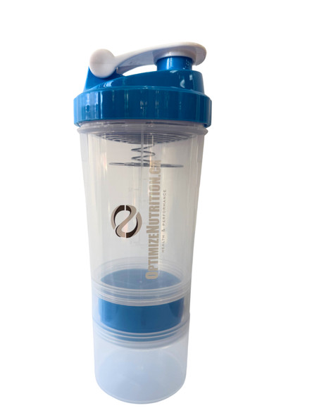 Optimize Nutrition Shaker Cup + Pill Organizer + Storage 500ml Blue | Optimize Nutrition