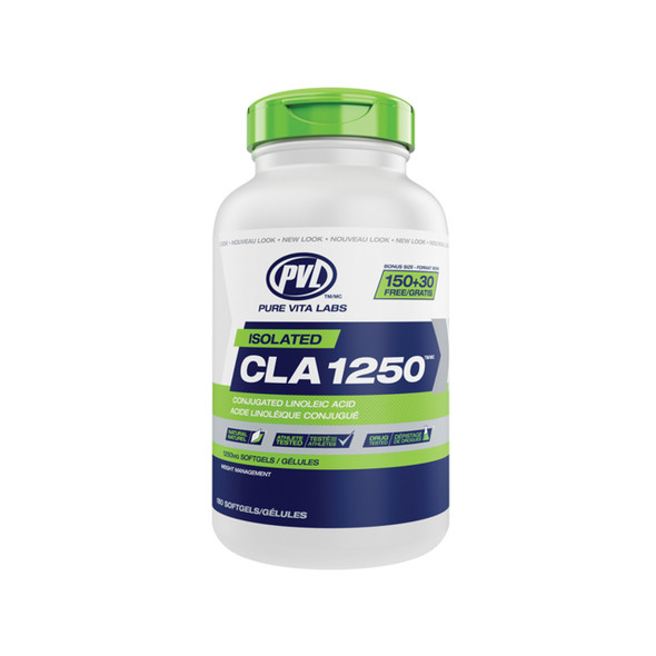 PVL Pure Vita Labs Isolated CLA 1250 180Gels | Optimizenutrition.ca