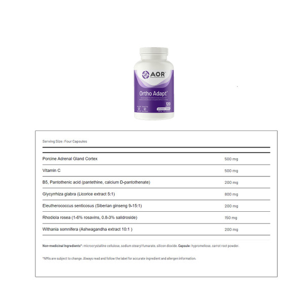 AOR Ortho Adapt  637mg 120Cap Nutritional Facts | Optimize Nutrition