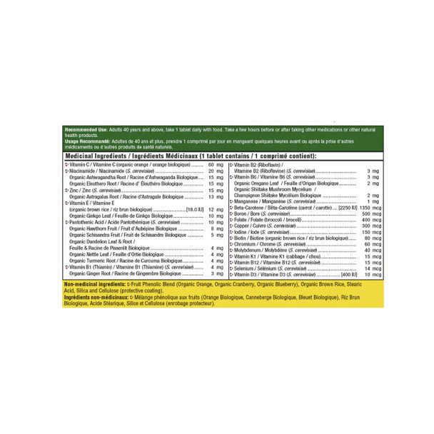 MegaFood Men's Over 40 One Daily 72Tab Nutrition Facts | Optimize Nutrition