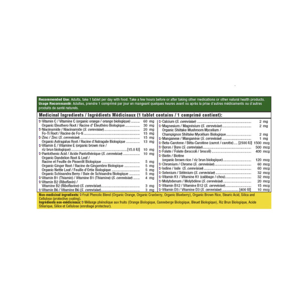 MegaFood Men's One Daily 30Tab Nutrition Facts | Optimize Nutrition