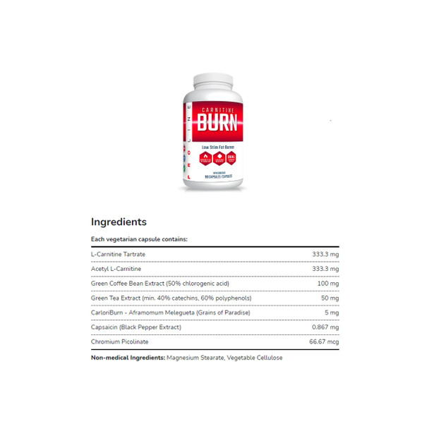 Pro Line Carnitine Burn Capsules Ingredients | Optimize nutrition