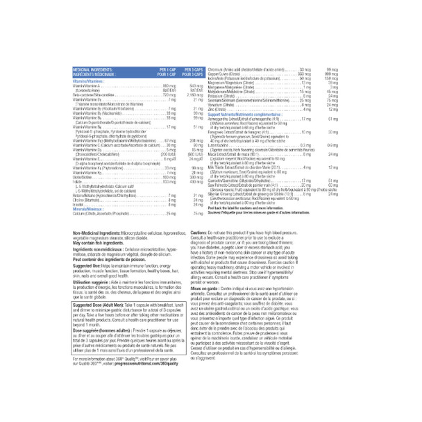 Progressive Multivitamin Active Men Nutritional Facts | Optimize Nutrition