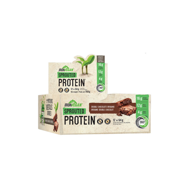 Iron Vegan Sprouted Protein Bars Double Chocolate Brownie | Optimize Nutrition