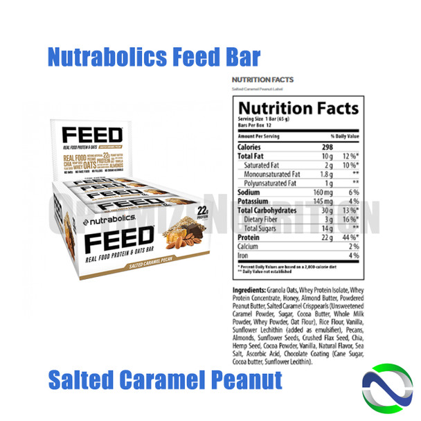 Nutrabolics Feed Bar Salted Caramel Pecan Nutritional Facts | Optimize Nutrition