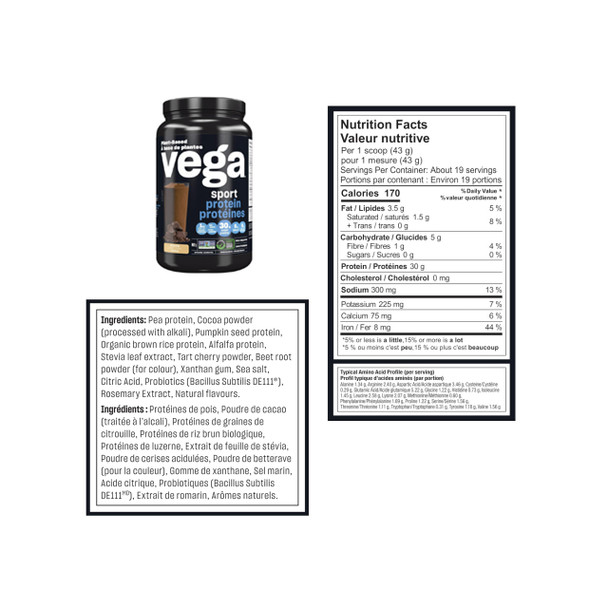 Vega Sport Performance Protein 800g Mocha Ingredients | Optimize nutrition