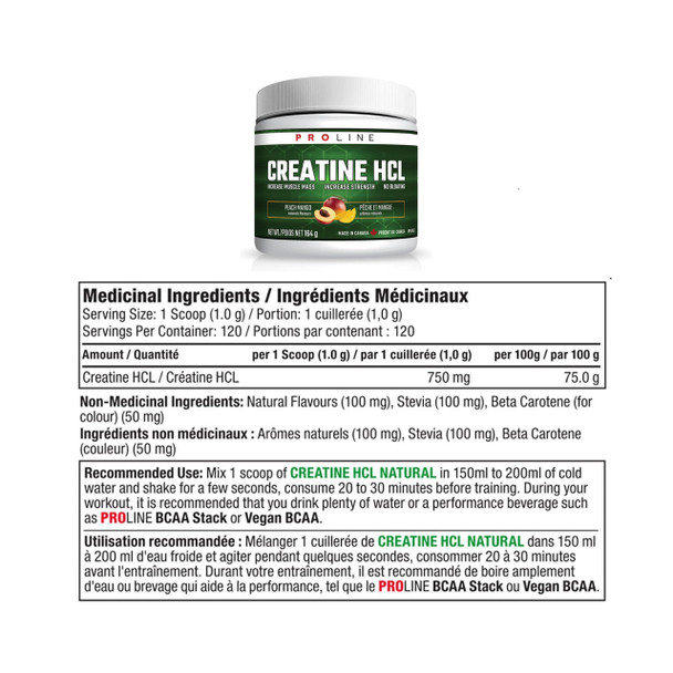 Pro Line Creatine HCL Peach Mango Ingredients | Optimize Nutrition
