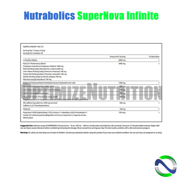 Nutrabolics Supernova INFINITE 292g Nutritional Facts | Optimize nutrition