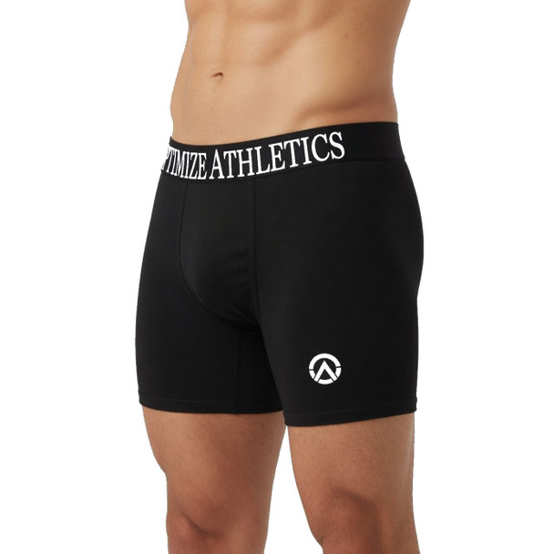 Optimize Athletics Men's Bamboo Boxers Black Side | Optimize Nutrition