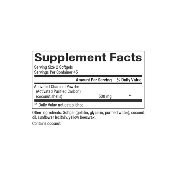 Natural Factors Activated Charcoal Ingredients | Optimize Nutrition
