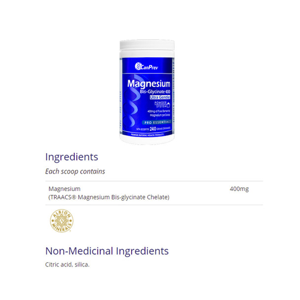 CanPrev Magnesium Ultra Gentle 240g Nutritional Facts | Optimize Nutrition