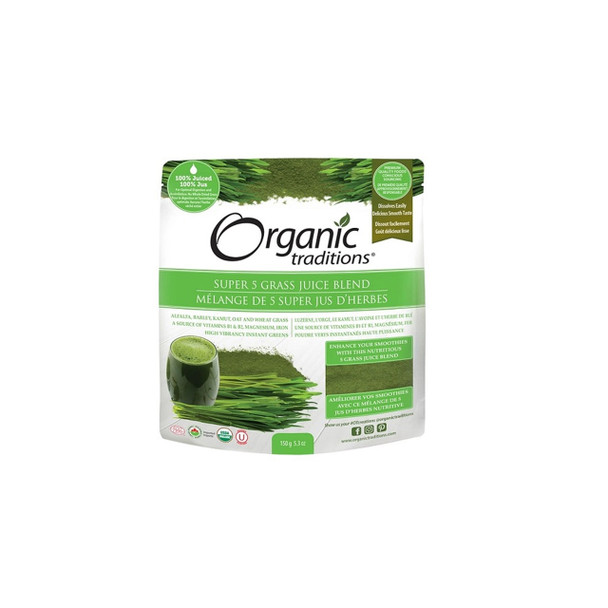 Organic Traditions Super 5 Grass Juice Blend | optimizenutrition.ca