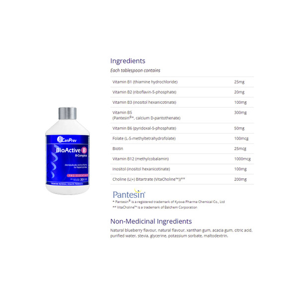 CanPrev BioActive B Complex Ingredients | Optimize Nutrition