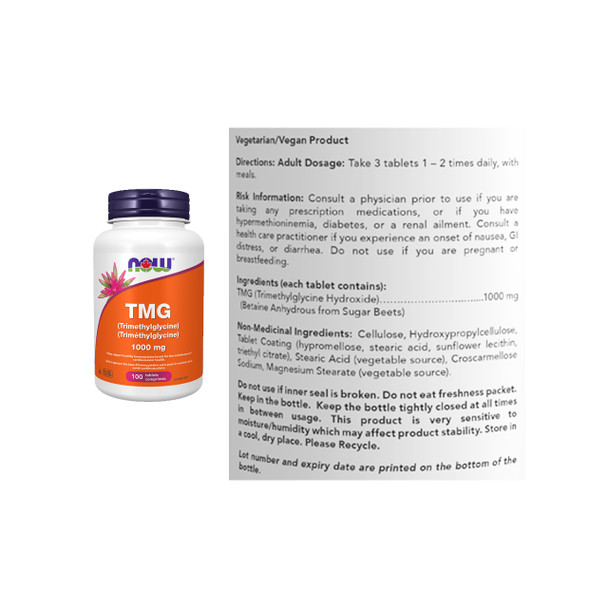 Now TMG (Trimethylglycine) 1000mg Ingredients | Optimize Nutrition