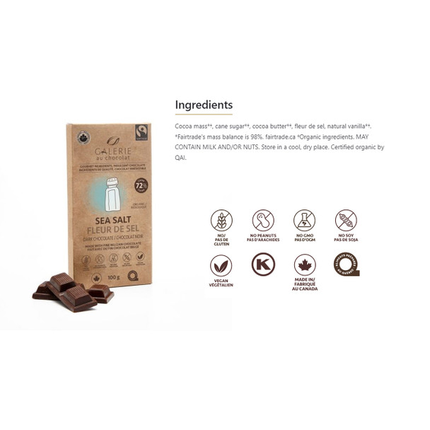 Galerie Au Chocolat Sea Salt Ingredients | Optimize Nutrition