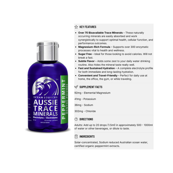 Aussie Trace Minerals 60mL peppermint | Optimize Nutrition