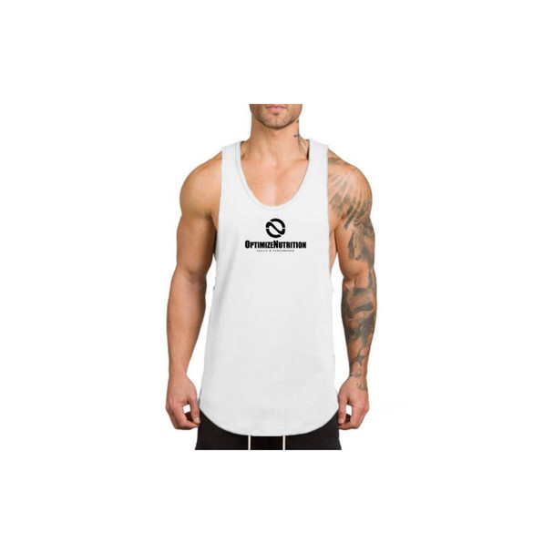 Optimize Nutrition Men's Long Tail Tank Top White | Optimize Nutrition