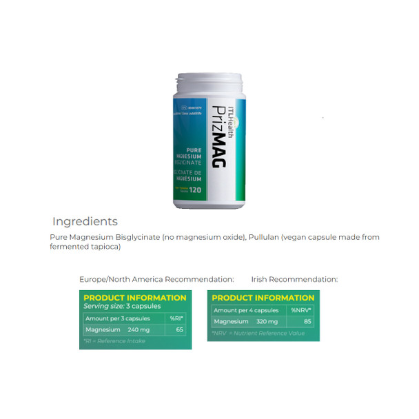 ITL Health PrizMAG Pure Magnesium Bisglycinate 120Vcap Ingredients | Optimize Nutrition