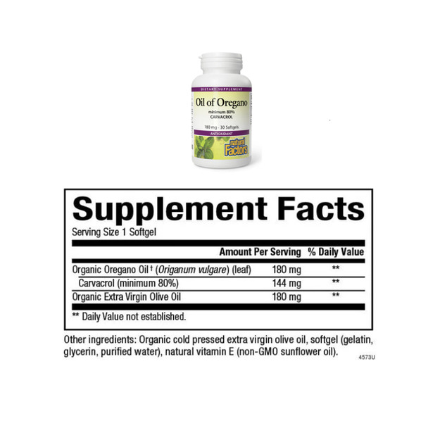Natural Factors Oil of Oregano 30Sgel Ingredients | Optimize Nutrition