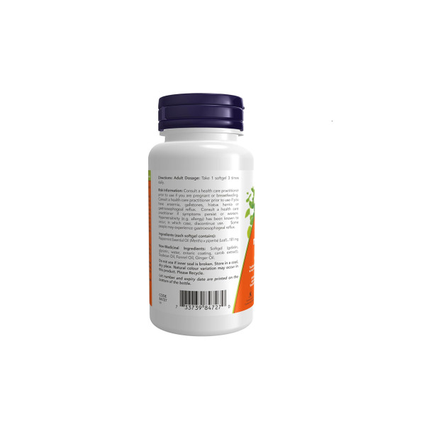 Now Peppermint Oil 180mg 90Softgel Ingredients | Optimize Nutrition