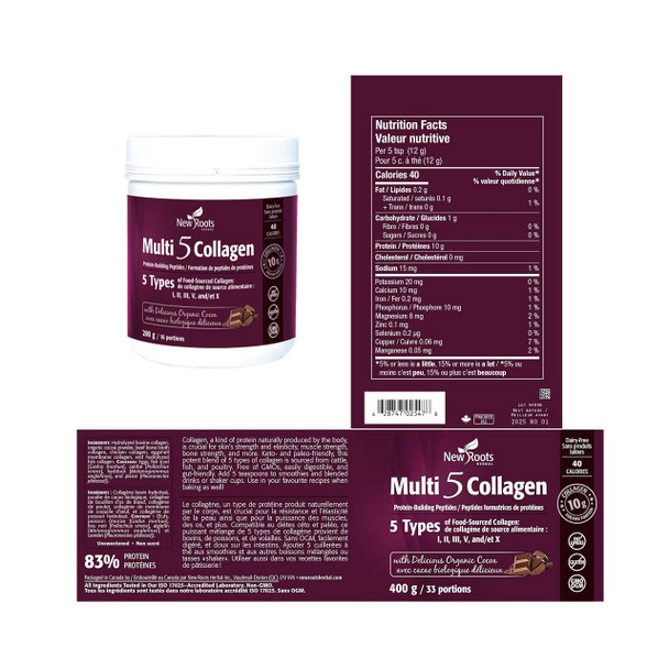 New Roots Multi 5 Collagen Cocoa Ingredients | Optimize Nutrition